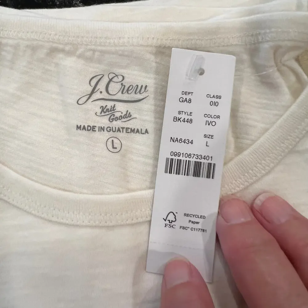 NWT J. Crew Ivory W/Floral Still Life Vintage Cotton Cropped T-Shirt - SIZE L - Picture 4 of 6